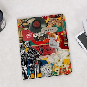 Retro Collage Gothic iPad Case with Apple Pencil Holder Cover for iPad 11/10/9 M4 Air 7/6/5 13&quot; 11&quot; 10.9&quot; 10.5&quot; iPad Pro 12.9&quot; 2024 Mini 6/7