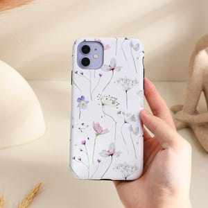 Elegant Flower Drawing Phone Case Slim/Tough Cover for iPhone 17 16 15 14 13 12 11 Pro, iPhone Air/16e, iPhone Plus/SE, iPhone 13 12 Mini