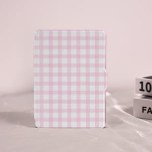 Pink Basic Plaid Kindle Case for Kindle 6&quot; 6.8&quot; 7&quot;, Paperwhite 1/2/3, Kindle Paperwhite 12/11/10th Gen, Kobo Libra Color, Kindle 2022 2024