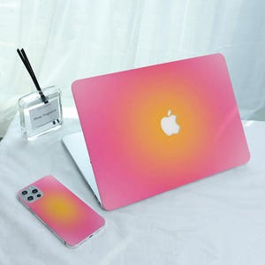 Hot Pink Yellow Gradient MacBook Case for New 2025 M4 Air 15/13 Inch A3240 A3241 Laptop Cover for MacBook Pro 13 14 15 16 Inch 2024 M3 M2 M1