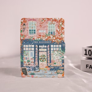 Cute Book Shop Painting Kindle Case for Kindle 10/11th Gen 6&quot;6.8&quot;7&quot;, Kindle Paperwhite 12/11/10/8th, Kobo Clara/Kindle Cover with Hand Strap