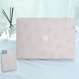 Elegant Flowers Print MacBook Case for New MacBook Air 15 A2941, M1 M2 Air 13 A2681, A2337, A2338, Pro 13 14 15 16, 2023 2022 2021 2020