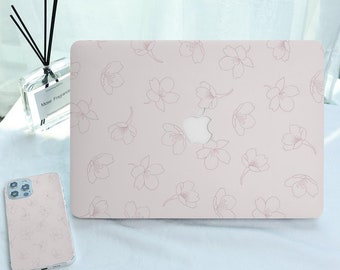 Elegante Blumen Print MacBook Hülle für das neue MacBook Air 15 A2941, M1 M2 Air 13 A2681, A2337, A2338, Pro 13 14 15 16, 2023 2022 2021 2020