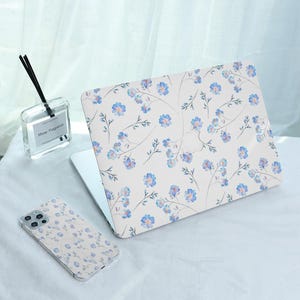 Dreamy Blue Flowers MacBook Protective Case for 2025 M4 Air 15/13 Inch A3240 Laptop Plastic Cover for MacBook Pro 13 14 15 16 2024 M3 M2 M1