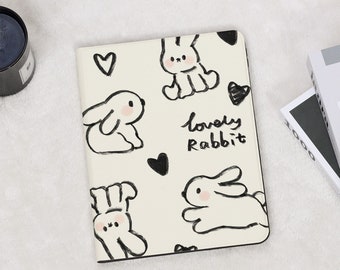 Cute Lovely Rabbit iPad Case For Apple iPad 9.7" 10.2" 10.5" 11 inch iPad Air 2 3 4 5 iPad mini 6 5 4 3 2 iPad Pro iPad 2022 2021 2020 Case