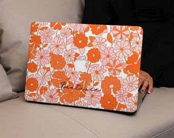 Orange Daisy Custom MacBook Case for New MacBook Air 15, M1 M2 Air 13 A2681, A2337, A2338, Pro 13 14 15 16, 2024 2023 2022