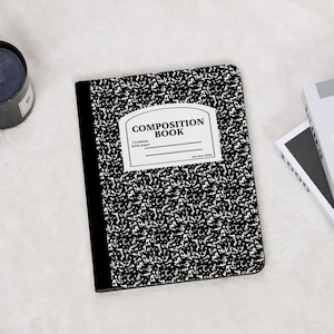 Black Composition Book iPad Case with Apple Pencil Holder for 2025 A16 iPad 11/10/9/8 iPad Air 7/6/5/4 Mini 6/7 11&quot; 13&quot; iPad Pro 12.9&quot; 2024