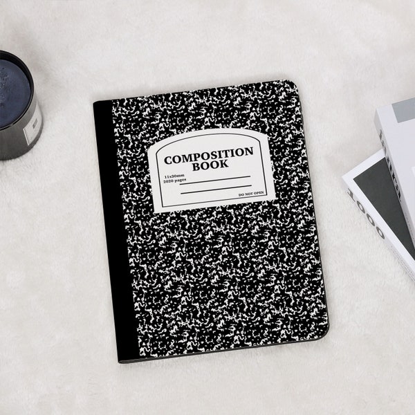 Schwarzes Composition Book iPad Hülle für Apple iPad 9.7" 10.2" 10.5" 11 Zoll iPad Air 2 3 4 5 iPad mini 6 5 4 3 2 iPad Pro iPad 2022 2021 2020