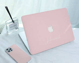 Nombre personalizado/Texto Macbook Hard Case Rosa Color Sólido Personalizado Macbook Cover para Air 13 Pro 13 14 15 16 2020 2021 2022 M1 M2 Manga Dura