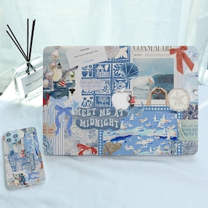 Estuche para MacBook Air 15/13 M4 con collage de recortes estéticos azules, ideal para MacBook Pro 13, 14, 15 y 16 pulgadas (2024, 2023, M3, M2 y M1)