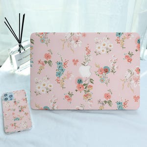 Rosa Blume weißes Gänseblümchen Malerei MacBook harte Schutzhülle für 2025 M4 Air 15/13/11 Laptop Hülle für MacBook Pro 13 14 15 16 Zoll M3 M2 M1