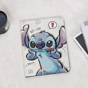 Funny Stitch Cute iPad Case With Pencil Holder for iPad 11/10/9/8 2025 Air 7/6/5/4 13" 11" 10.9" 10.5", iPad Pro 12.9" 2024 Mini 6/7 Cover