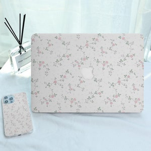 Minimalist Flower MacBook Case Mac Laptop Cover for 2025 Macbook Air 15/13 Inch M4 A3240 A3241, Macbook Pro 13 14 15 16 Inch 2024 M3 M2 M1