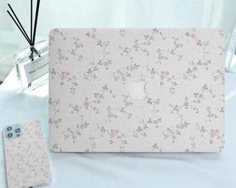 Minimalist Flower MacBook Case Mac Laptop Cover for 2025 Macbook Air 15/13 Inch M4 A3240 A3241, Macbook Pro 13 14 15 16 Inch 2024 M3 M2 M1