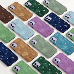 Stars & Moon Series Phone Case Slim/Tough Cover for Newest iPhone 18 17 16 15 14 13 12 11 Pro Max, 17e/16e, Plus, SE, Mini, X XR XS