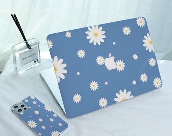 Blue Daisy MacBook Hülle für das neue MacBook Air 15, M1 M2 Air 13 A2681, A2337, A2338, Pro 13 14 15 16, 2022 2021 2020