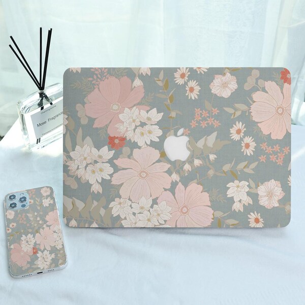 Cartoon Floral Custom MacBook Case for New MacBook Air 15, M1 M2 Air 13 A2681, A2337, A2338, Pro 13 14 15 16, 2024 2023 2022