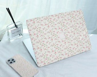 Pretty flowers on light pink flora MacBook Case for New MacBook Air 15, M1 M2 Air 13 A2681, A2337, A2338, Pro 13 14 15 16, 2022 2021 2020