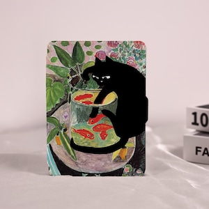 Custodia per Kindle Paperwhite con motivo "Matisse Cat Painting" e cinturino da polso per Kindle da 6" a 6,8" e 7", custodia per Kindle Paperwhite di 12/11/10a generazione, Kindle 2022 e 2024