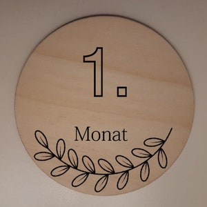 Meilensteinkarten Set, 6 Holzscheiben beidseitig, Monatskarten, Graviert, auf Wunsch personalisierbar
