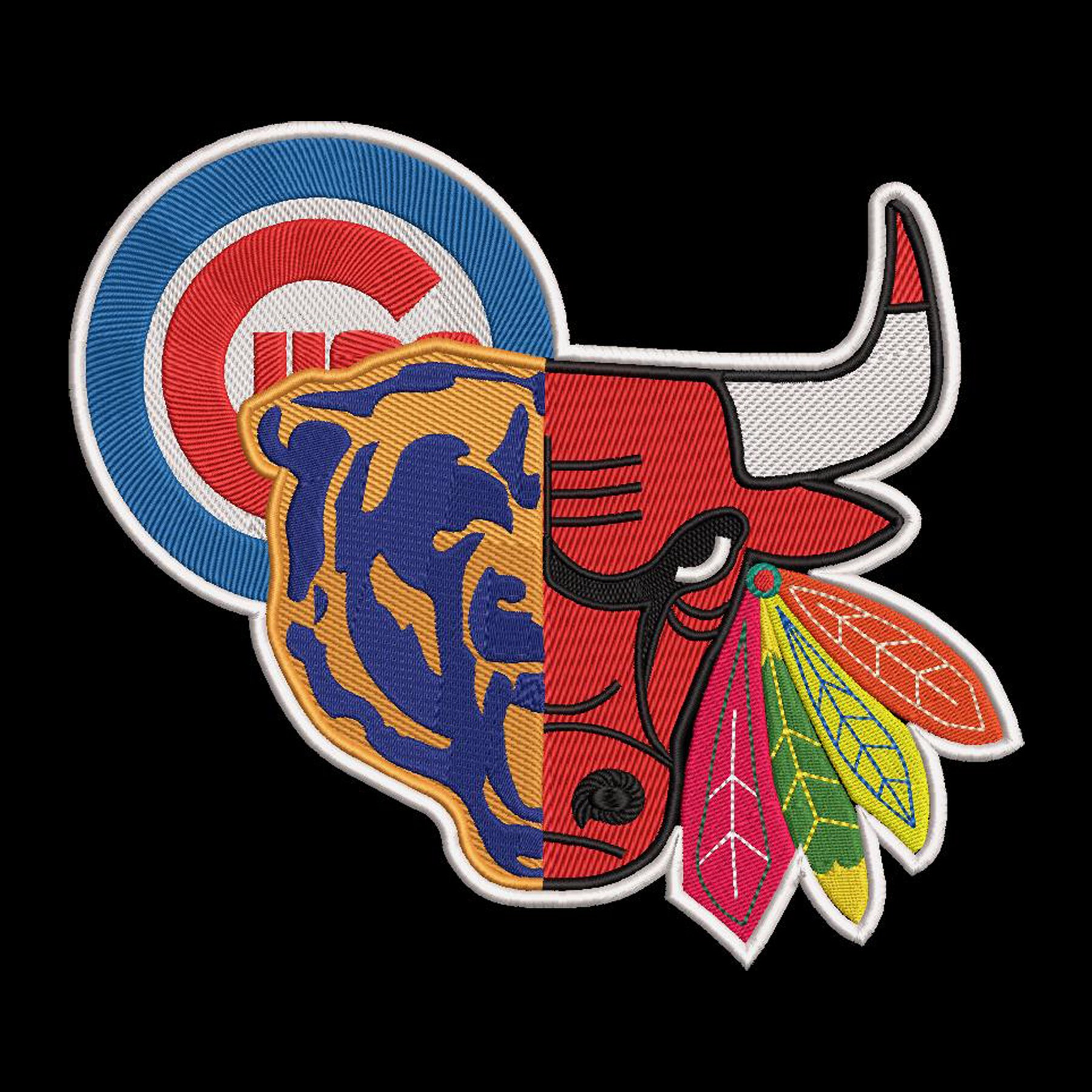 Chicago MultiSports Teams Embroidery Design 8.75in x 7.8in Etsy