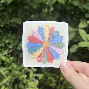 dresden plate quilt block patchwork die cut sticker