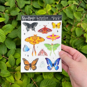 butterflies and moths sticker sheet