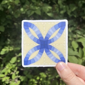 wedding ring quilt block patchwork die cut sticker