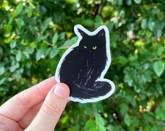 black cat die cut sticker