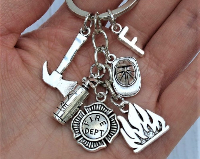 Fire Extinguisher Keychain, Fire Extinguisher Charm, Fireman Keychain, Personalized Keychain