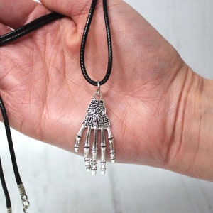 Gothic Skeleton Hand Necklace, Skeleton Hand on Cord, Skeleton Hand Keyring, Gothic Goth Gift, Skeleton Necklace, Xmas Stocking Filler Gift