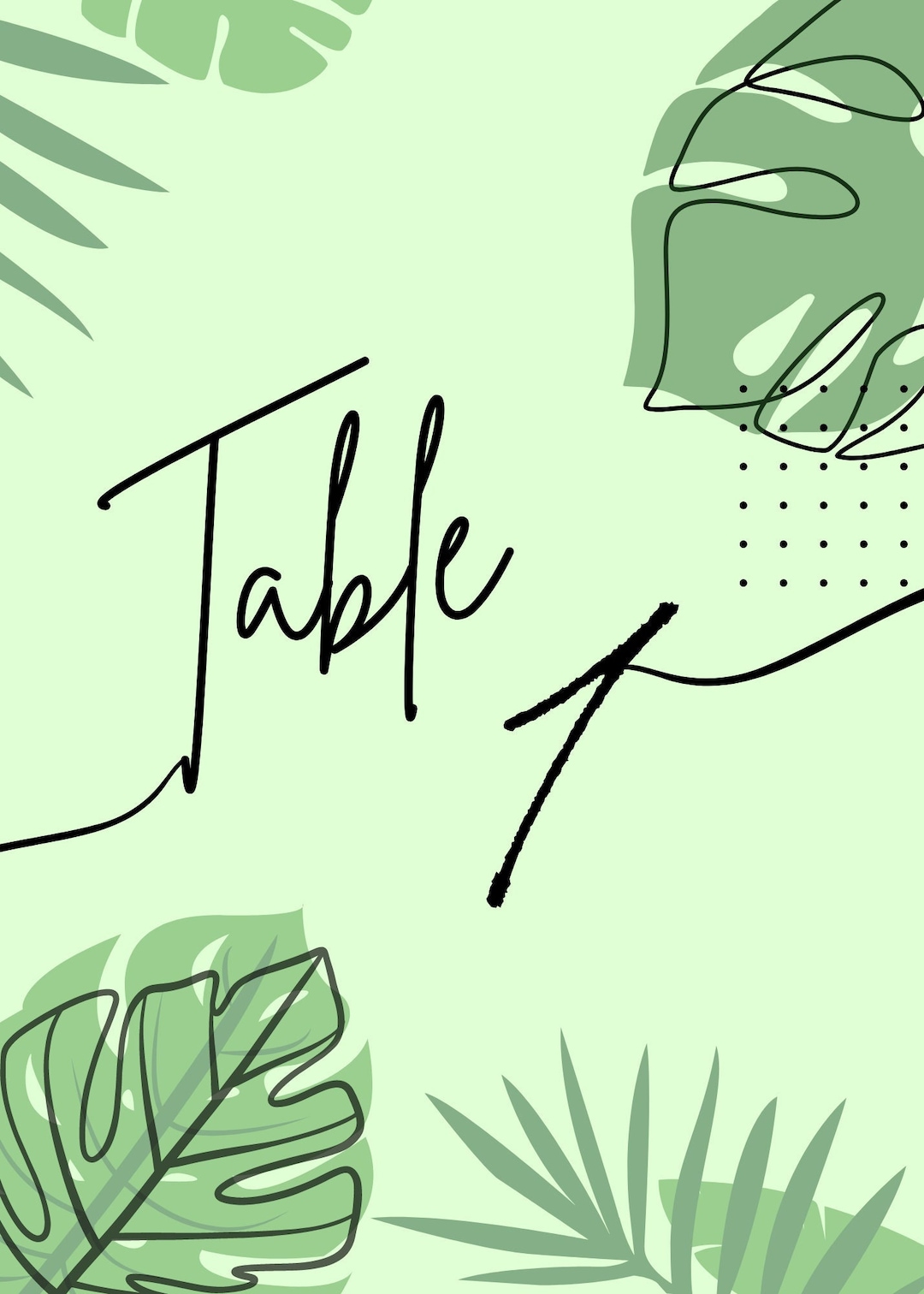 Jungle Palm Leaf Table Cards Etsy