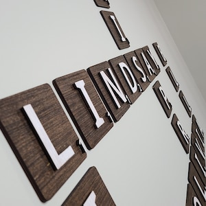 Letras de azulejos de parede 3D Scrabble de 4 a 12 polegadas