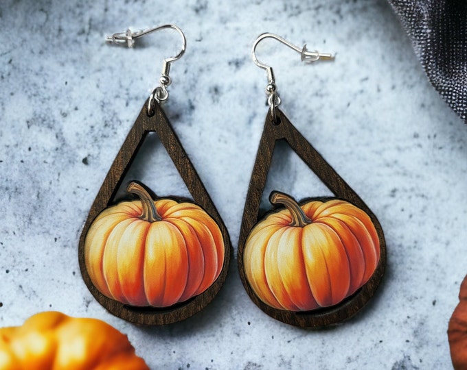 Teardrop Pumpkin Earrings