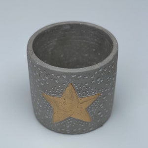 Ceramic Pot Grey With Star Gold  D10.5 H 10CM