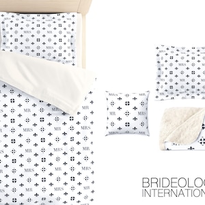 Funda nórdica MR & MRS / Ropa de cama de diseño en blanco y negro