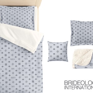 Funda nórdica gris MR MRS / Juego de cama para parejas