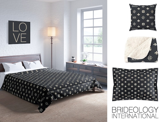 Black and Gold MR + MRS Comforter | Luxury Bedding Set