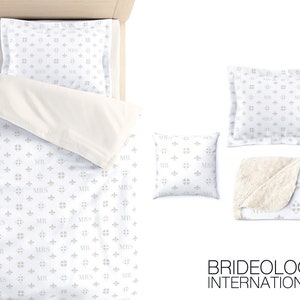 White + Neutral MR + MRS Duvet Cover | Happily Ever After | Wedding Gifts for Couple | Mr and Mrs Bedding | Full Duvet | Queen Duvet