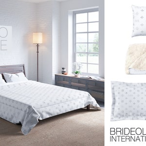 Light Gray + Silver MR + MRS Comforter | Gray Bedding Set Full Queen King | Metallic Bedding | Silver Bedding Set | Luxurious Comforter Set