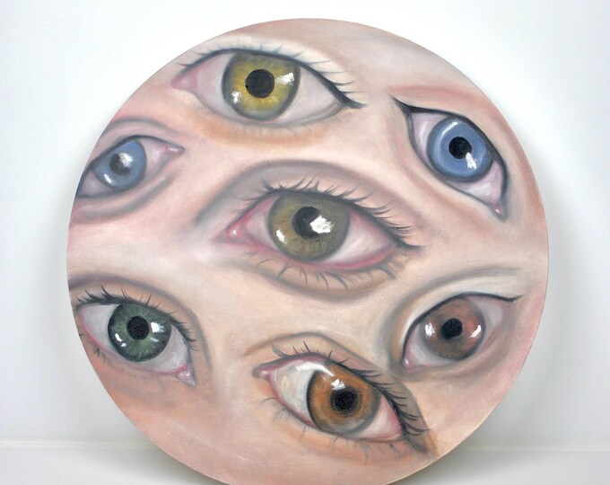 Original Oil Painting: "All Eyes On You" - 20 inch Round Canvas