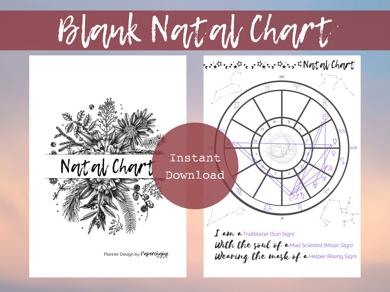 Blank Natal Chart Pages | Blank Birth Chart | Astrology | Zodiac ...