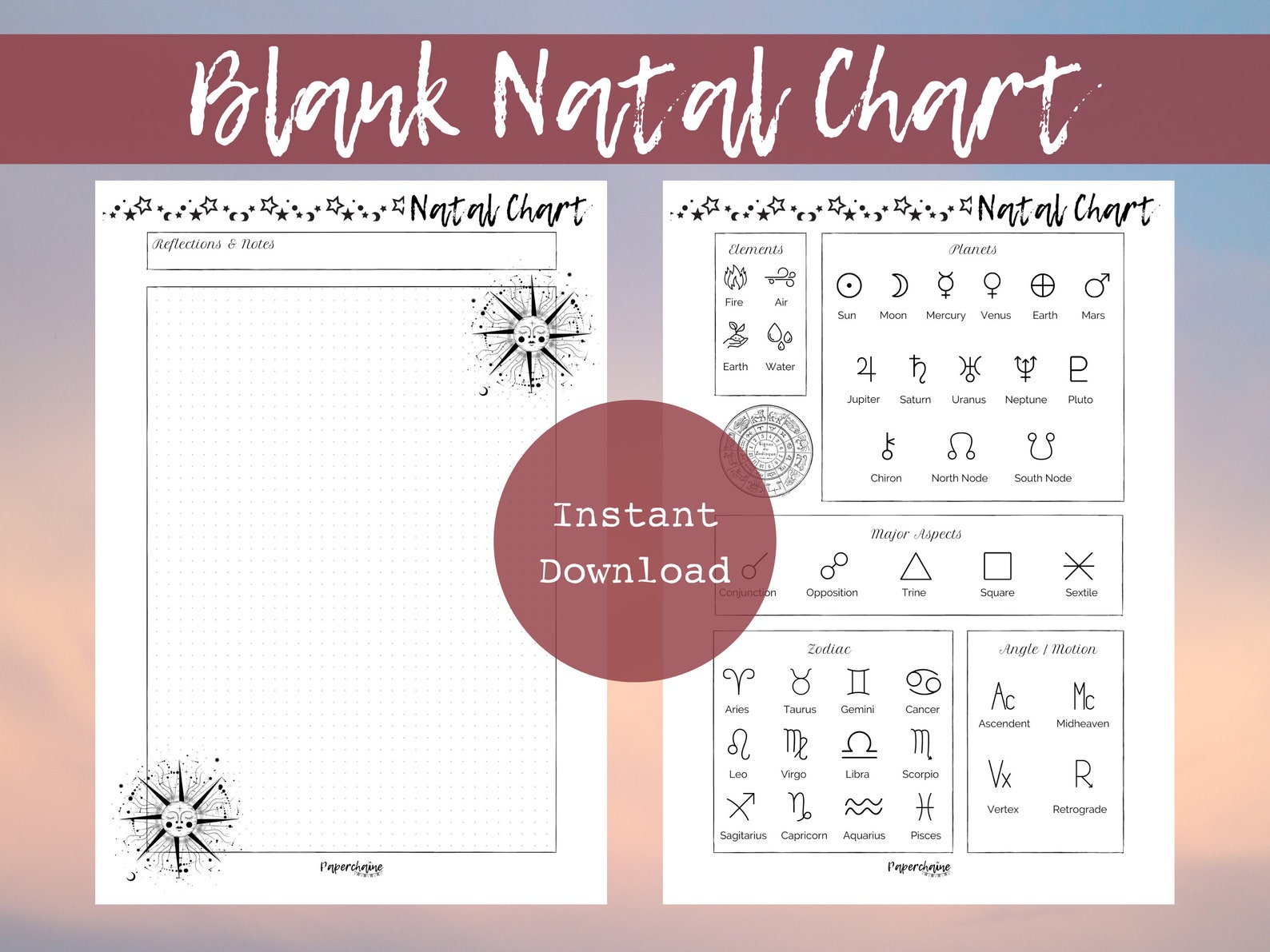 Blank Natal Chart Pages | Blank Birth Chart | Astrology | Zodiac ...