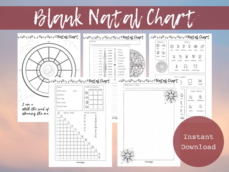 Blank Natal Chart Pages Blank Birth Chart Astrology - Etsy