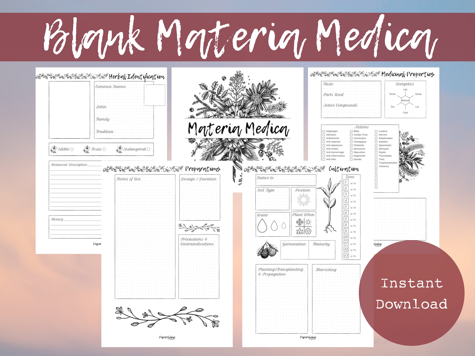 Blank Materia Medica Herbalism Herbal Studies Naturopathy Studies ...