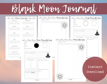 Blank Moon Journal Pages | Lunar Planner | New Moon Ritual | Full Moon Ritual | Wicca  | Instant Download | Book Of Shadows | Grimoire