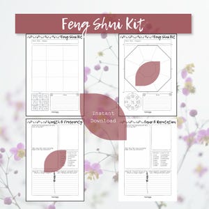 Kit de planificación del hogar Feng Shui en blanco / Diseños de Bagua y brújula (Descarga instantánea)