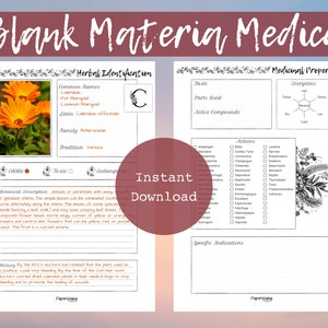 Blank Materia Medica | Herbalism | Herbal Studies | Naturopathy Studies ...