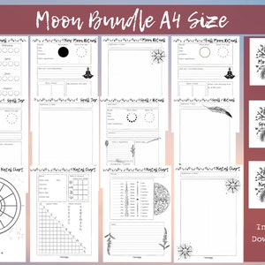 Pacote de lua em branco tamanho A4 | Diário da Lua | Kit de feitiços | Mapa Natal | Download instantâneo | Astrologia para impressão |