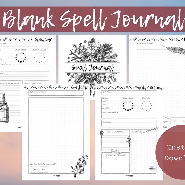 Blank Spell Journal Pages | Rituals & Spells | Witch | Wicca  | Instant Download | Printable Spellcraft | Book Of Shadows | Grimoire